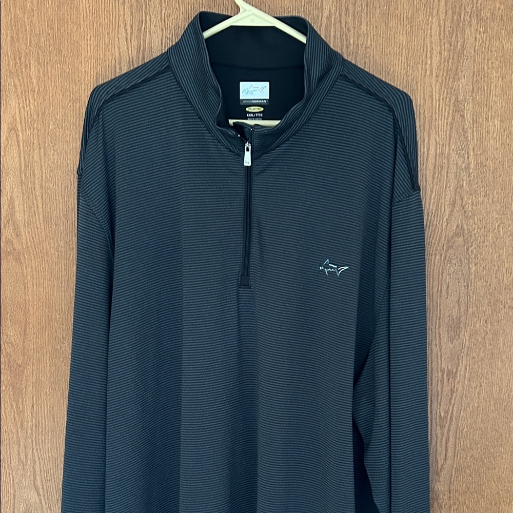Greg Norman Black Quarter-Zip Pullover with Multicolor Shark Logo
